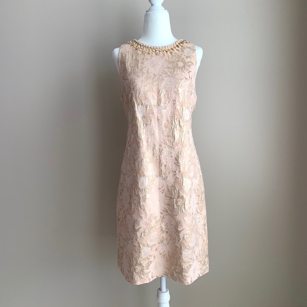 Maggy London Pale Pink Beaded Neckline Dress